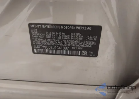 2020 BMW X3 M40I z USA, uszkodzony, nr VIN 5UXTY9C02L9C41887